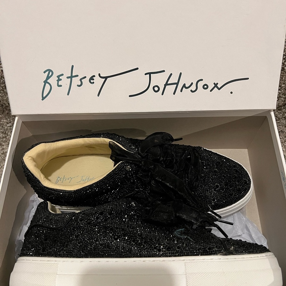 Betsey Johnson Black Glitter Sneakers
